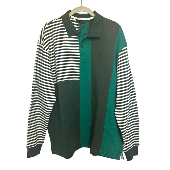 NWT Ted Baker Otlyrun Striped Rugby Top Sz 5 Green - Picture 3 of 14